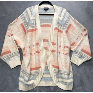 Pendleton Women's Cardigan in Cream, Blue, and Pink